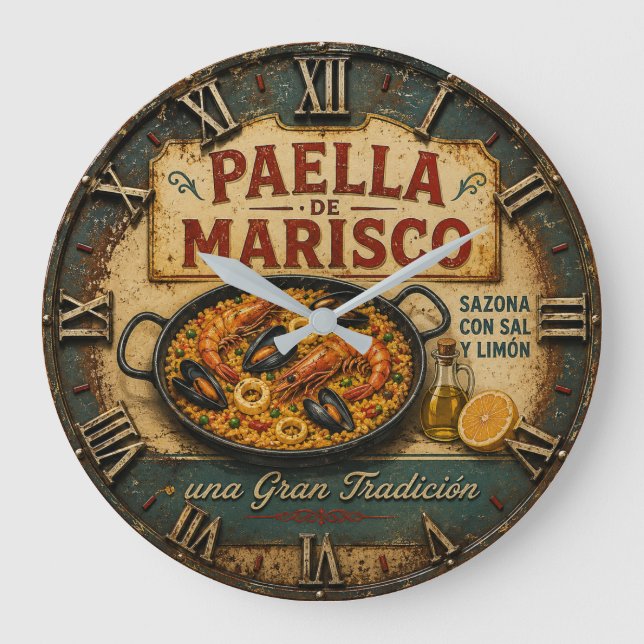 Seafood Paella Spanish Kitchen Rustic Restaurant  Stor Klocka (Framsida)