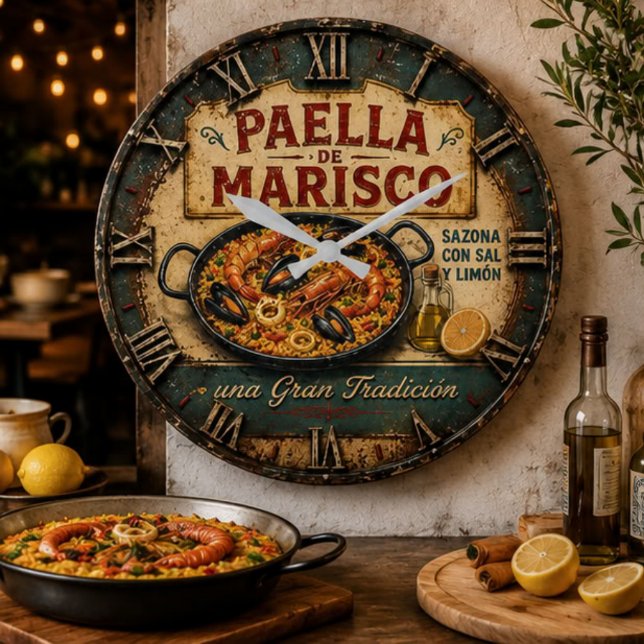 Seafood Paella Spanish Kitchen Rustic Restaurant  Stor Klocka (Skapare uppladdad)