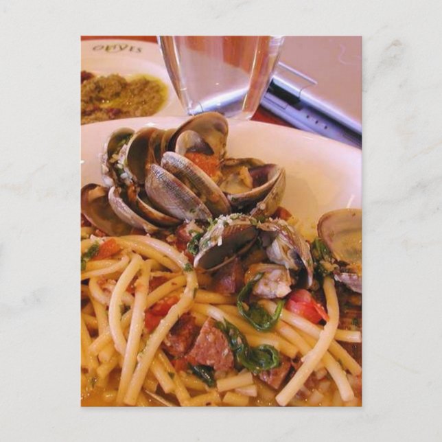 Seafood Pasta Clams Food Vykort (Framsida)