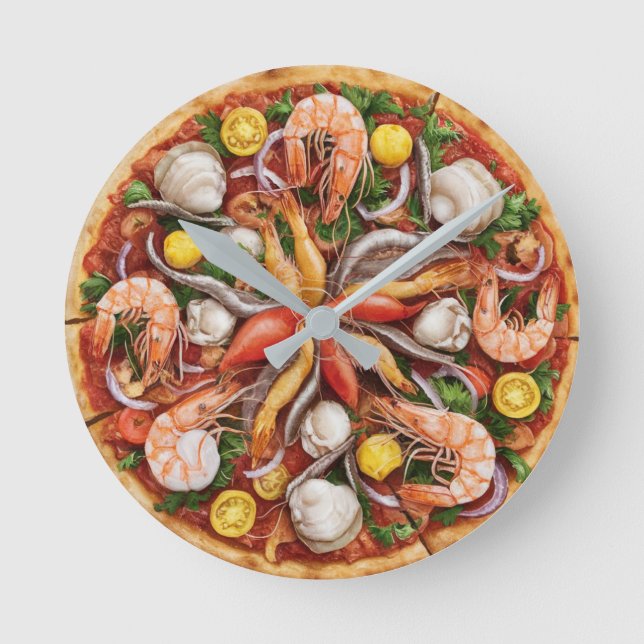 Seafood Pizza Rund Klocka (Framsida)
