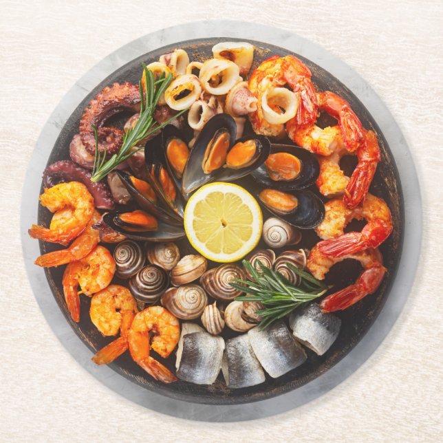 Seafood Platter Underlägg Papper Rund (Framsidan)