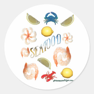 Seafood! Runt Klistermärke