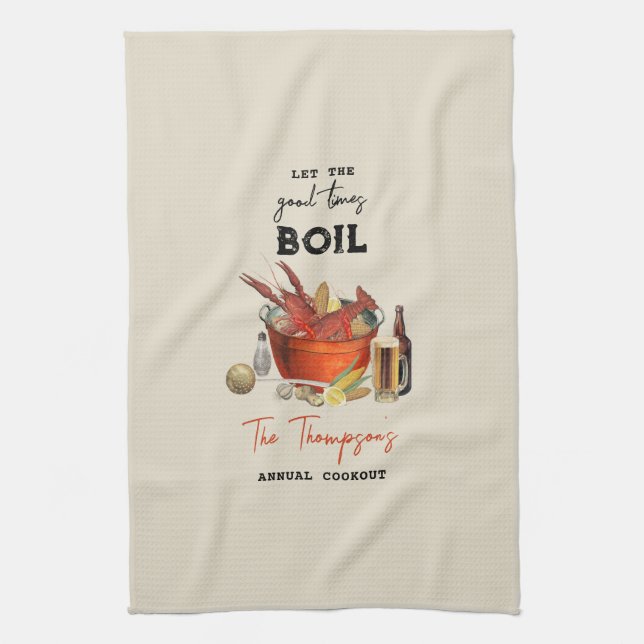 Seafood Sommar Årlig Kräftor Boil Party Kökshandduk (Vertikal)