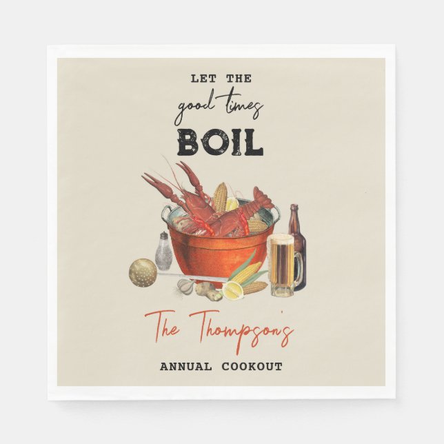Seafood Sommar Årlig Kräftor Boil Party Pappersservett (Framsidan)