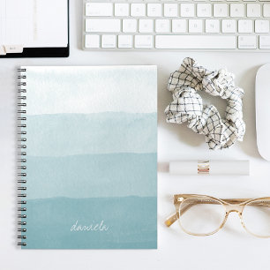 Seaglass Aqua Watercolor Gradient Colorblock Anteckningsbok