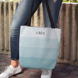Seaglass Aqua Watercolor Ombre Monogram Tygkasse