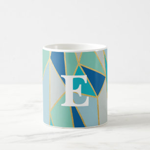 Seaglass Geometric Monogram Mugg