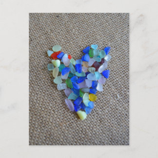 Seaglass Heart1 Vykort