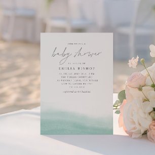 Seaglass Tides Coastal Watercolor Baby Shower Inbjudningar