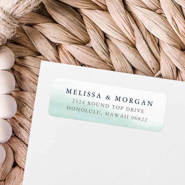 Seaglass Tides Coastal Watercolor Returadress Returadress Etikett (Skapare uppladdad)