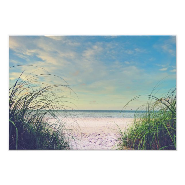 Seagrass On The Beach Print Fototryck (Framsidan)