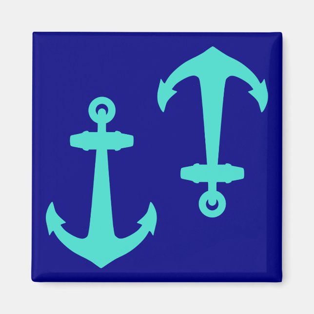 Seagreen Anchor vid vitkust Mönster Decor Magnet (Framsidan)