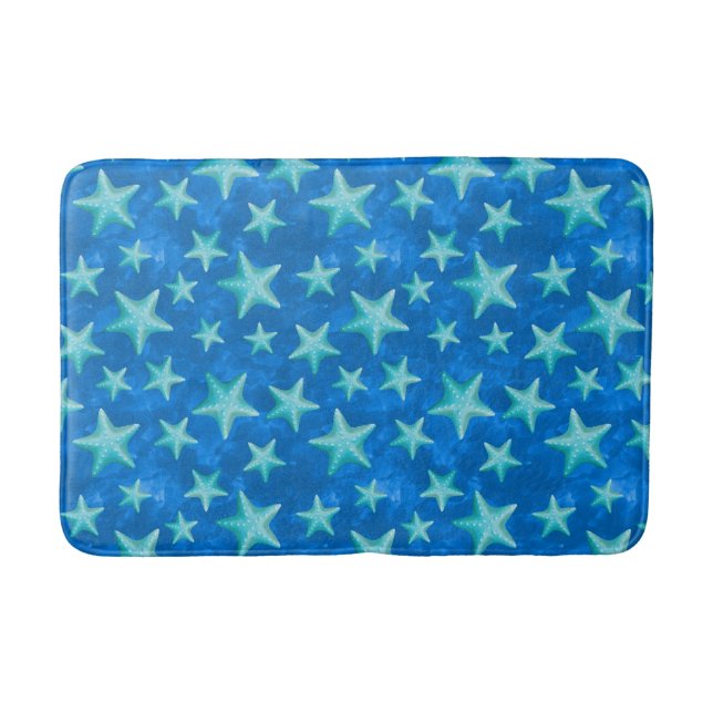Seagreen Navy Starfish Summer Beach Nautical Badrumsmatta (Framsidan)