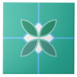 Seagreen petals, blue and white diamond på cyan kakelplatta