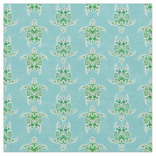 Seagreen Tribal Grönt Sea Turtles Tyg