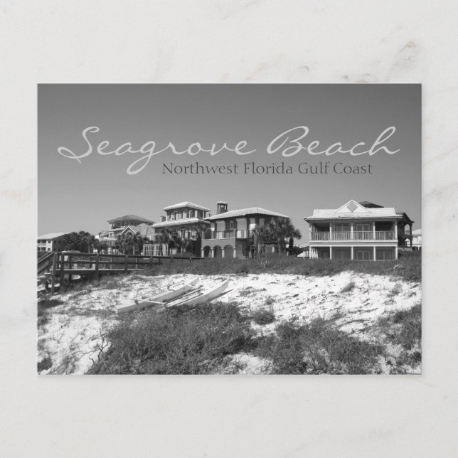 Seagrove Beach - Northwest Florida Black & White Vykort (Framsida)