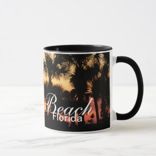 Seagrove strand, Florida - solnedgång och palmtr Mugg