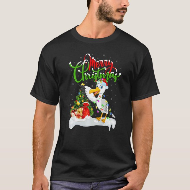 Seagull Bird  Xmas Decorations Santa Seagull Chris T Shirt (Framsida)
