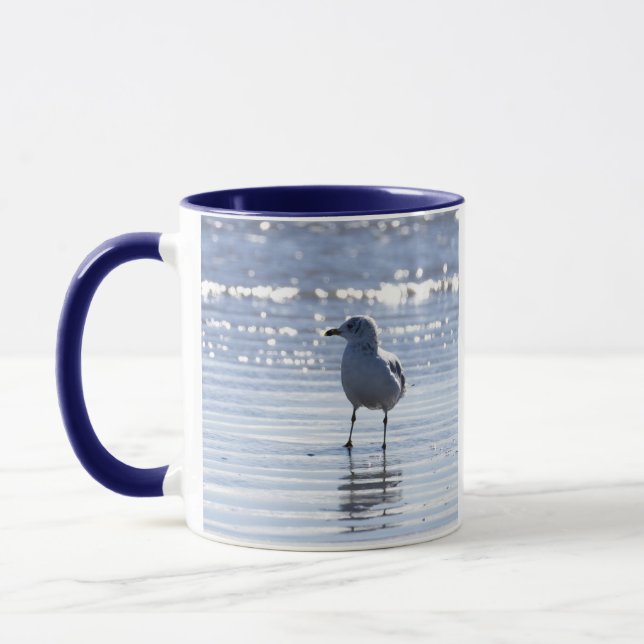 Seagull in Ocean Photo Mug Mugg (Vänster)