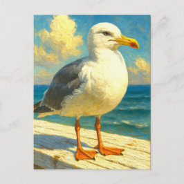 Seagull Postcard | Coastal Beach Bird Art Helg Vykort