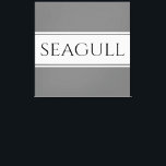 SEAGULL Stilren modern grå vit tävlingsränder Canvastryck<br><div class="desc">Denna stranddesign har SEAGULL-text inuti vita mittränder för racing med ljusgrå yttre ränder.  Texten kan anpassas.</div>