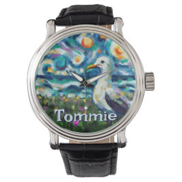 Seagull Van Gogh Style Beach Personalized Armbandsur