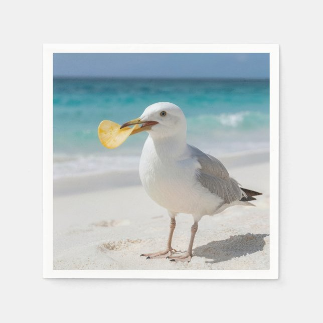 Seagull with a Potato Chip Pappersservett (Framsidan)