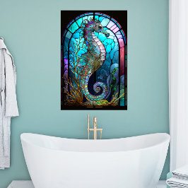 Seahäst med fastnat glas poster