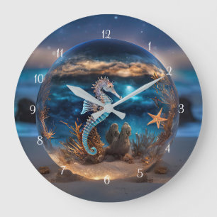 Seahäst och Starfish Beach Clock Art Stor Klocka