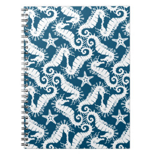 Seahäst och Starfish - Blue Sjöliv Mönster Anteckningsbok