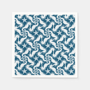 Seahäst och Starfish - Blue Sjöliv Mönster Pappersservett