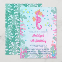 Seahäst under inbjudan till havets födelsedag