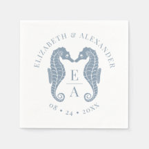 Seahästar Monogram Beach Wedding Dusty Blue