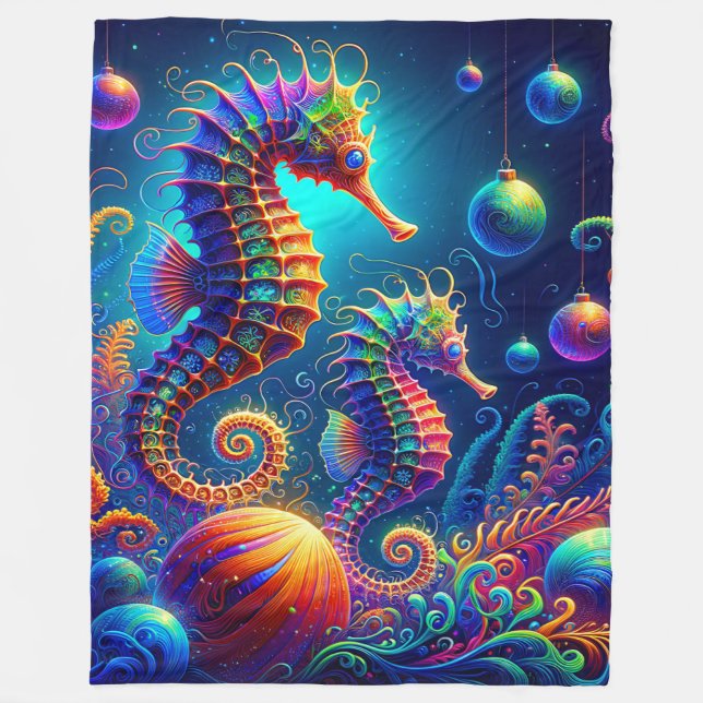 "Seahästjulfantasy" Fleecefilt (Framsidan)