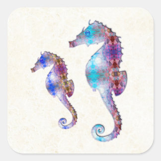 SEAHORSE 1 DUO BABY BLUE OCH ROSA MOSAIC FYRKANTIGT KLISTERMÄRKE