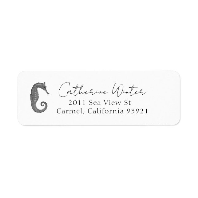 Seahorse Address Label Returadress Etikett (Framsidan)