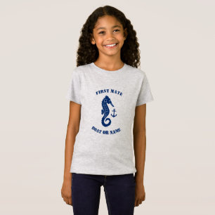 Seahorse Anchor First Mate Boat eller Namn Navy Gr T Shirt
