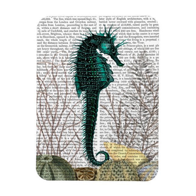 SeaHorse and Sea Urchins 2 Magnet (Vertikal)