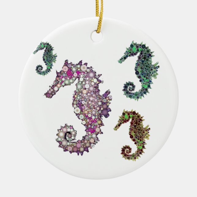 Seahorse Art by LeahG Julgransprydnad Keramik (Framsidan)