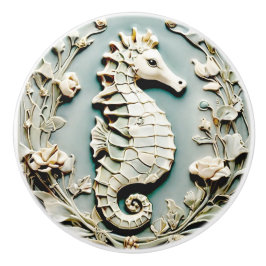 Seahorse Art nouveau Faux Relief-Högerna mot Mint Knopp