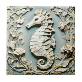 Seahorse Art nouveau Faux Relief Lämnat vänd mot M Kakelplatta