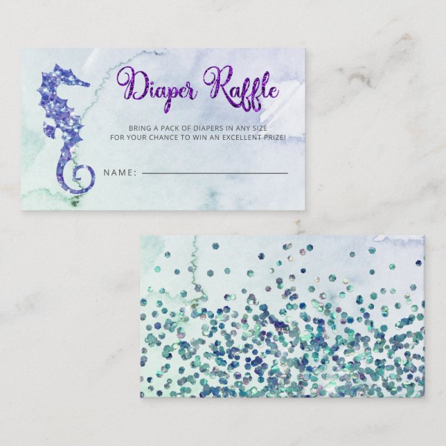 Seahorse Baby Shower Diaper Raffle Tilläggskort (Fram/baksida)