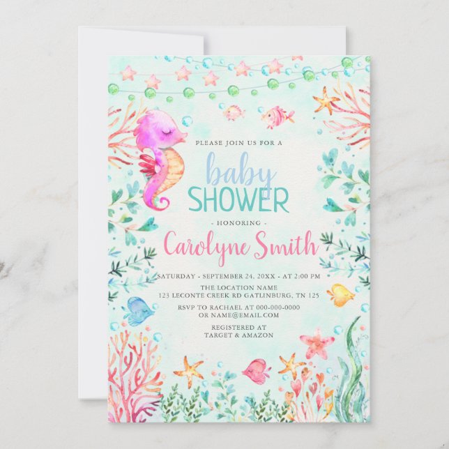 Seahorse Baby Shower-inbjudan Inbjudningar (Framsida)