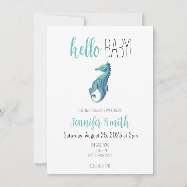 Seahorse Baby Shower-inbjudan Inbjudningar (Framsida)