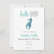 Seahorse Baby Shower-inbjudan