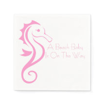 Seahorse Baby Shower Napkin (flicka)