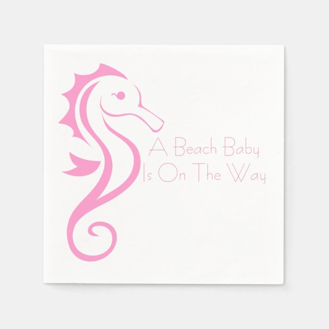 Seahorse Baby Shower Napkin (flicka) Pappersservett (Framsidan)