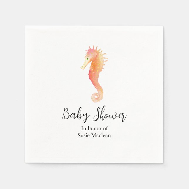 Seahorse Baby Shower Napkin Pappersservett (Framsidan)