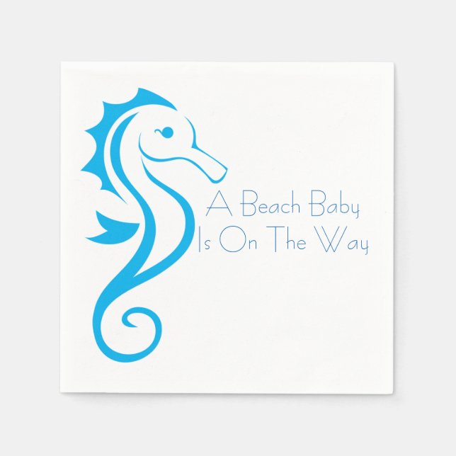 Seahorse Baby Shower Napkin (pojke) Pappersservett (Framsidan)