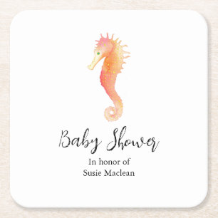Seahorse Baby Shower Napkin Underlägg Papper Kvadrat